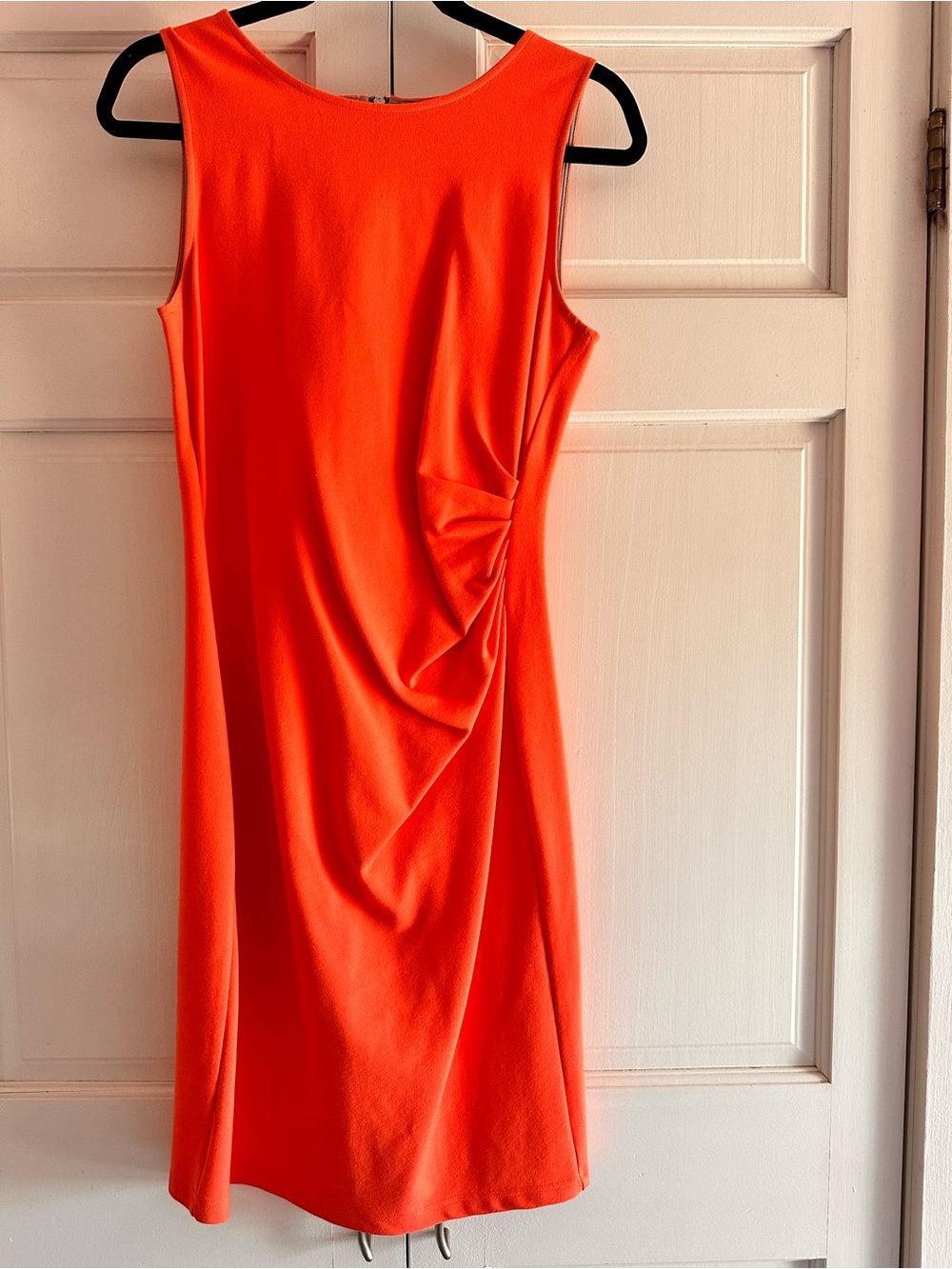 Kenneth Cole New York Bright Orange Sleeveless Draped Midi Dress